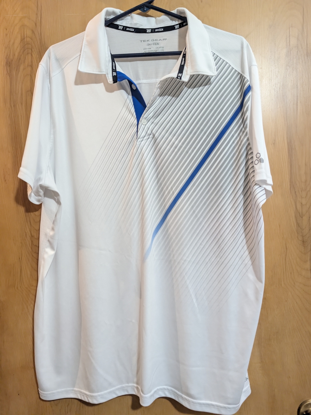 tek gear White Polo with Blue Diagonal Accent